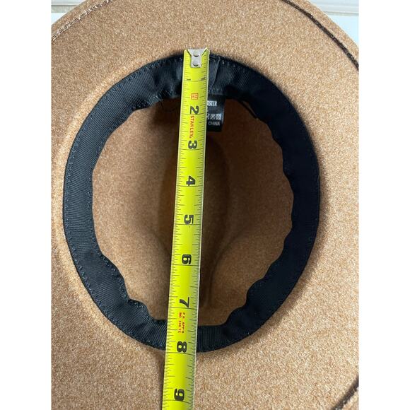 Women's Wool Blend Belted Hat Tan Elevated Boho Safari Moto Boho Monochrome - Picture 8 of 9